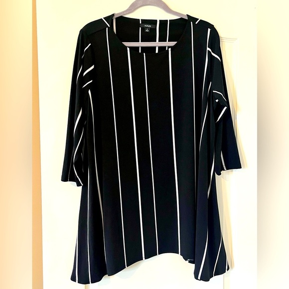 Alfani Tops - Alfani Black & White Striped Blouse Asymmetrical women’s size 1X